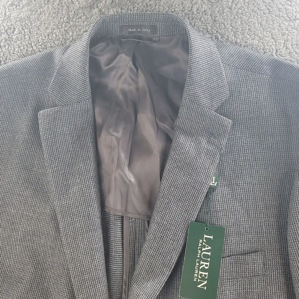 Polo Ralph Lauren Blazer Charcoal Gray Mens‎ 50 L 100% Wool Jacket - MSRP: $400